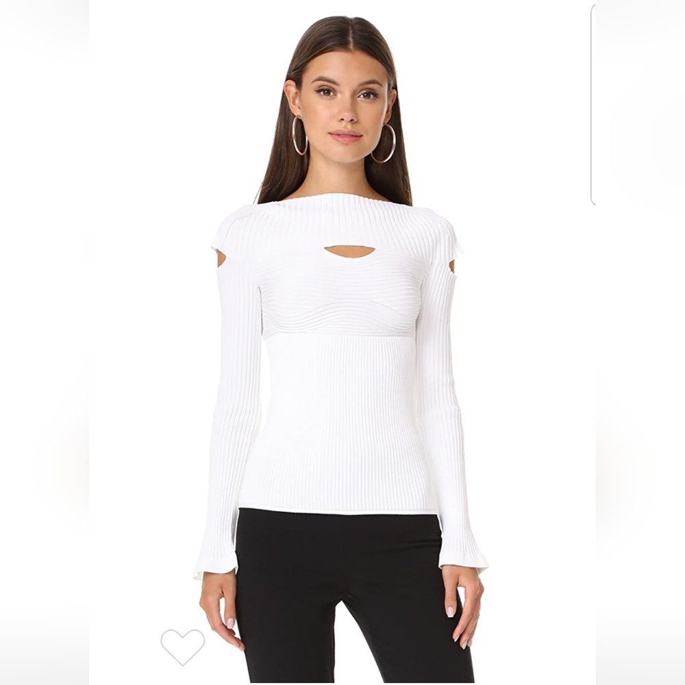 Cushnie Et Ochs White Boat Neck Top Cutout